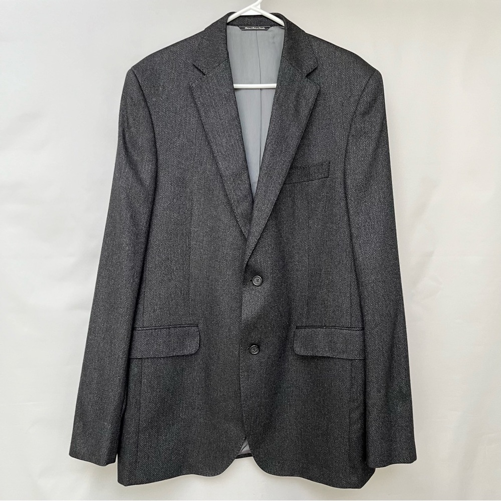 Vintage 51% Silk 49% Cashmere Sz 42L Pattern  Union Made In Canada Black/Silver
